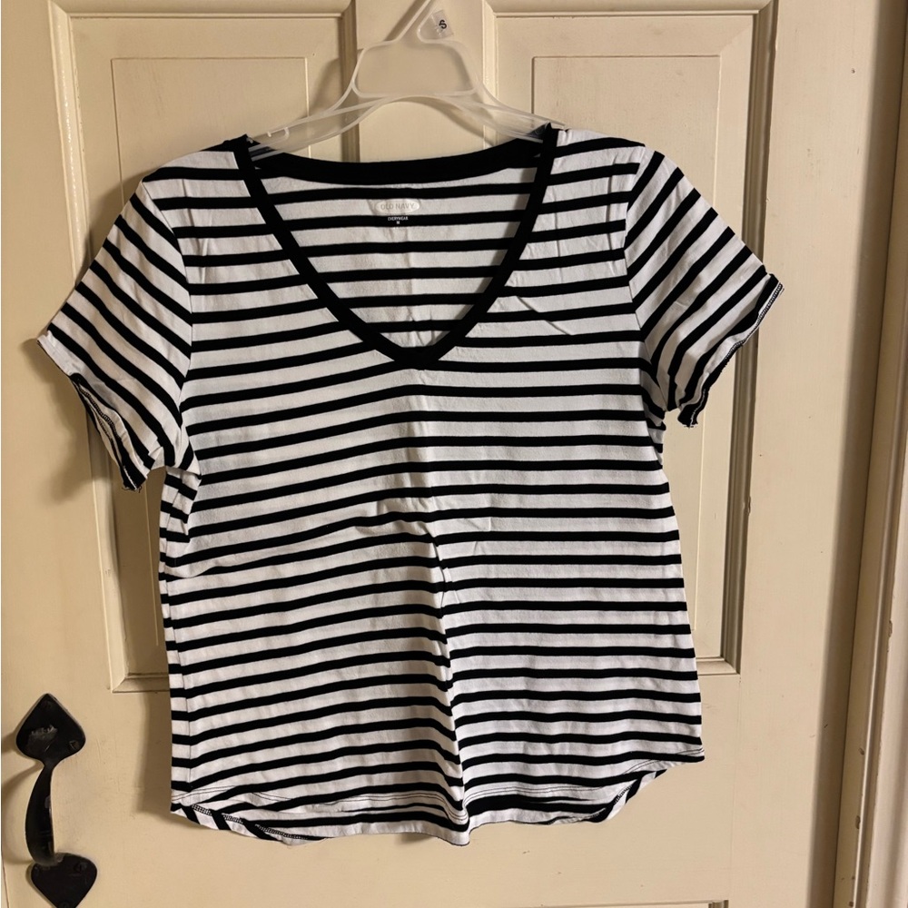 Classic Black and White Striped Women's Top